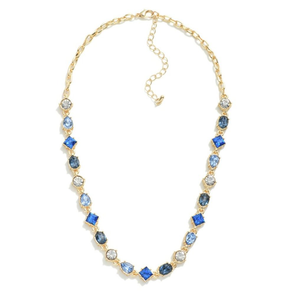 Statement Linked Inset Rhinestone Necklace.